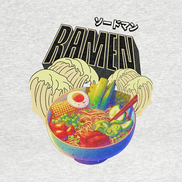 Ramen Waves Vegetarian Noodles Kawaii Katakana by Flowering Away